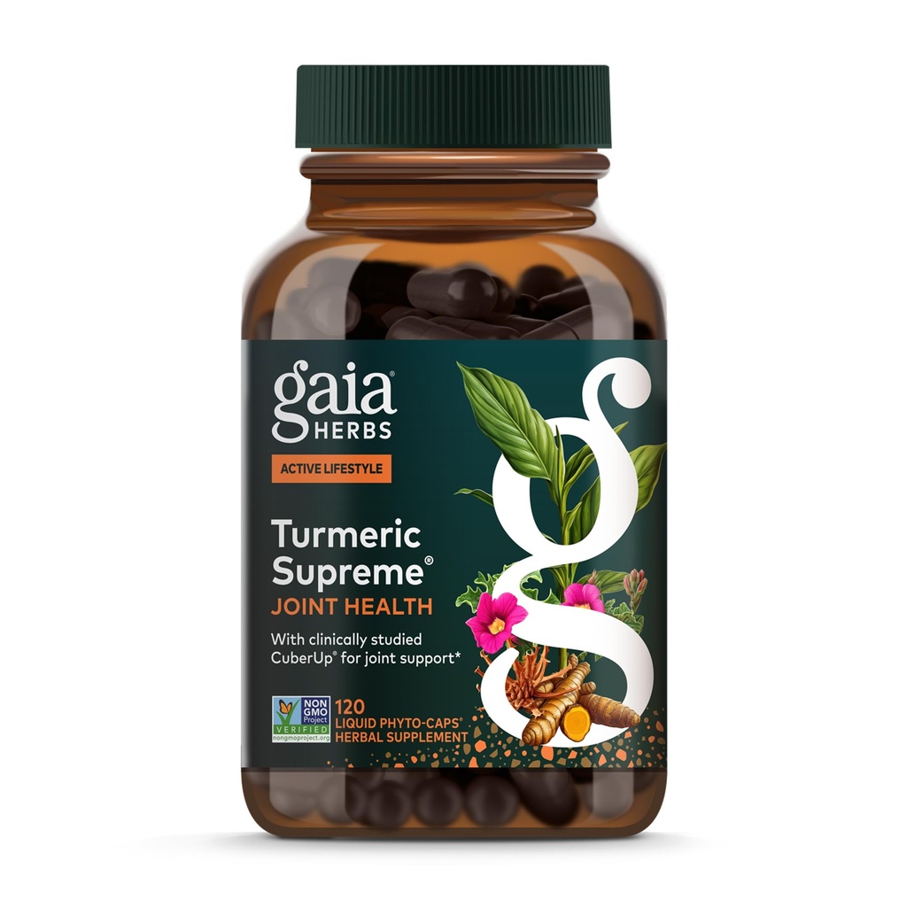 Gaiaハーブターメリック最高関節健康 - 共同サポートサプリメント - Quercetin、ブラックペッパー、ボスウェリア、ジンジャールート、カークミノids、&More-120液体フィトカプセル(30日間供給)