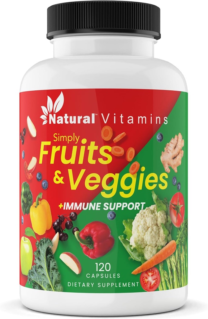 Fruits & Veggies Supplement Capsules - High-Potency Daily Wellness Blend - Packed with Essential Vitamins, Antioxidants, and Minerals - Supports Balanced Nutrition & Optimal Health (Red & Green)