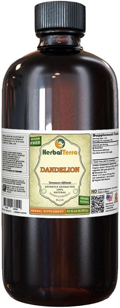 Dandelion (Taraxacum Officinale) チンキ、有機乾燥された根の液体のエキス(ブランド名:HerbalTerra、米国で作られた) 32 fl.oz (0.95 l)