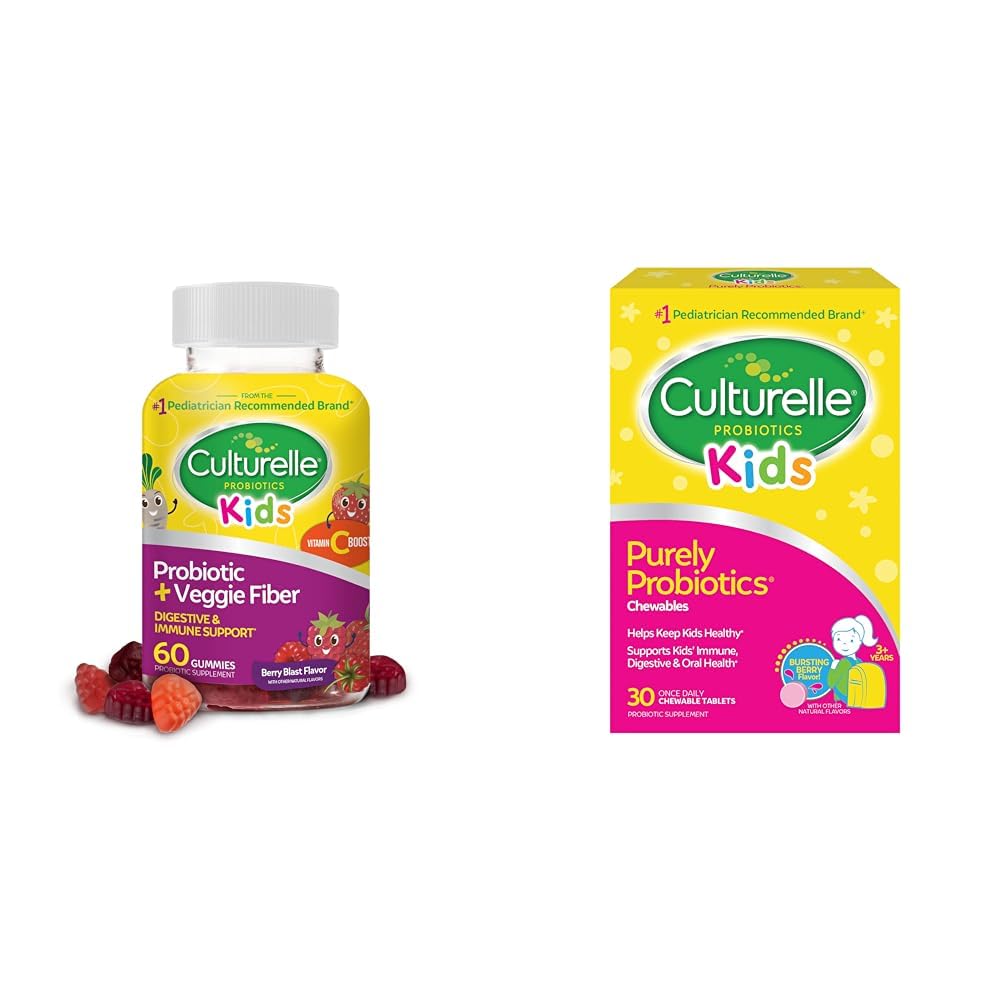 子供のためのCulturelleデイリープロバイオティック + Veggie Fiber Gummies(年齢3 +) - 60カウント&キッズ子供用Chewableデイリープロバイオティクス、年齢3 +、30カウント
