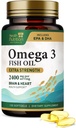Omega 3 魚油 2400 mg - トリプル強度オメガ-3 サプリメント - 天然脳心臓健康 & 免疫サポート - EPA と脂肪酸 - ワイルドキャッチ 魚油サプリメント - 120 Softgels