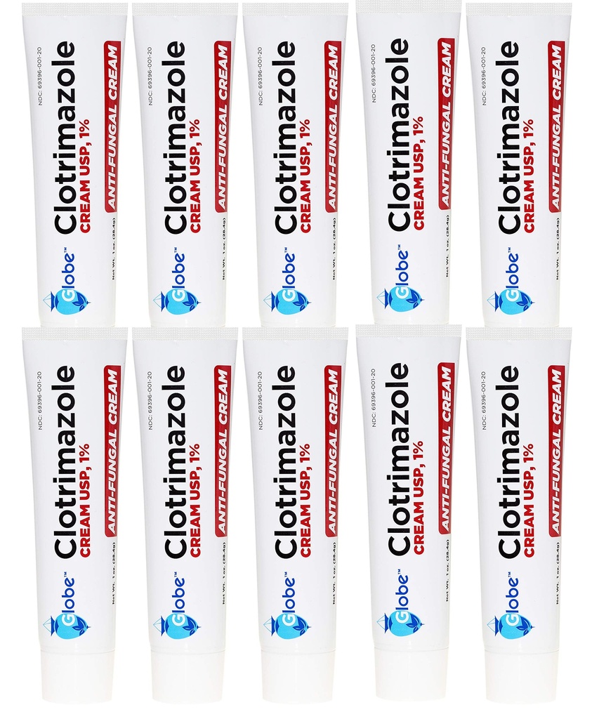 Globe ClotrimazoleのAntifungalのクリーム1% USPの1つのoz (10のパック)、反真菌の処置は、かゆみを取り除きます、燃え、割れ、そしてスケーリングはアレットのフィート、Jock Itch、Ringwormを関連付けました