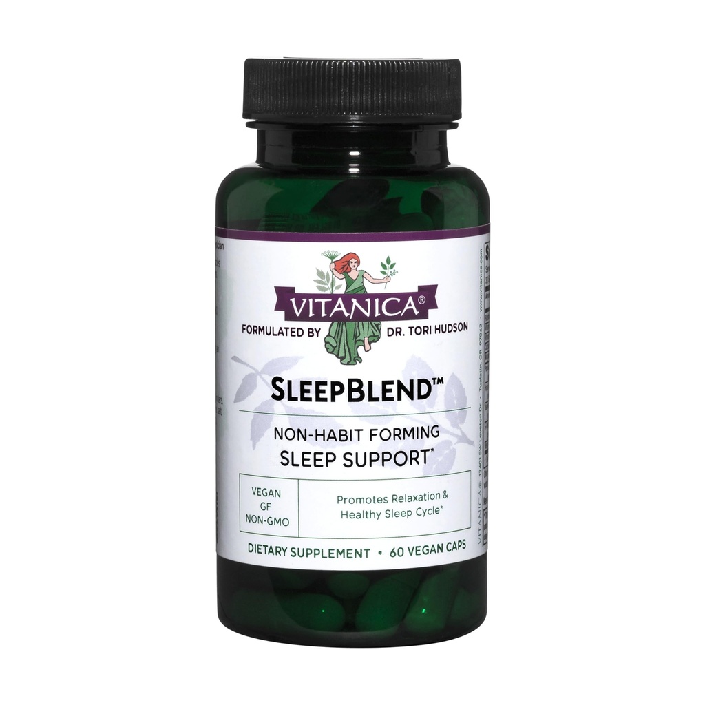 Vitanica Sleepblend, 睡眠サポートサプリメントを形成するノンハビット, メラトニンと, バレリアンルート, パッションフラワーとホップ, ビーガン, 60 カプセル