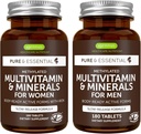 メチル化された女性のMultivitamin +人のMultivitaminの束、活動的なB-VitaminsのMTHFRの補足、きれいなラベル及びビーガン、180のタブレット、Igennusによる
