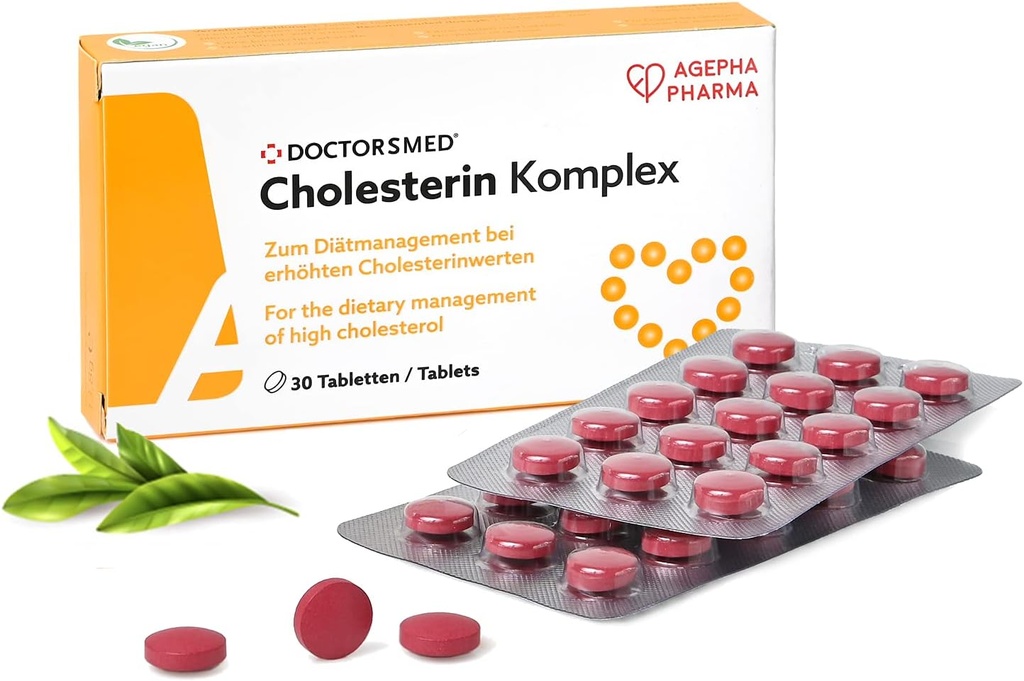 Cholesterin Komplex | 30 ビーガンタブレット | コレステロール値を維持するためのサプリメント | モナコリンKで赤酵米エキス | グルテンフリー、ラクトースフリー | ヨーロッパ製