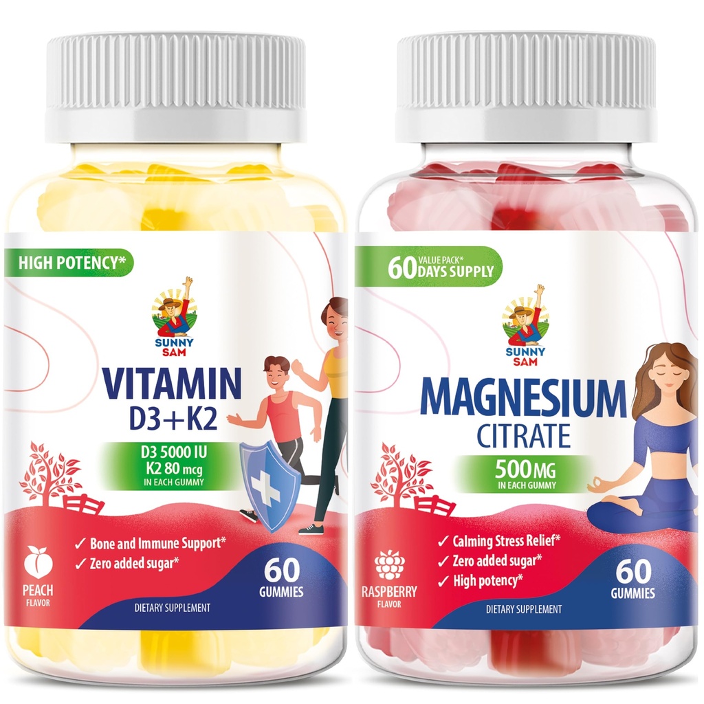 ビタミンD3 K2のグミー5000 IU - 子供のための免疫&骨のSuppor&マグネシウムのグミ - 500mg