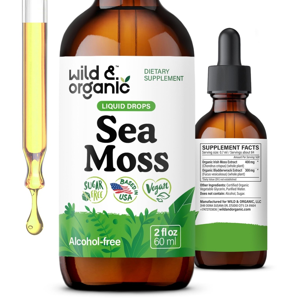 ワイルド&オーガニック海苔液滴 - 免疫サポート - アイルランドの海苔とBradderwrack Tincture - マルチミネラルコンドラスクリスプスサプリメント - ビーガン、砂糖&アルコールフリー - 2 floz