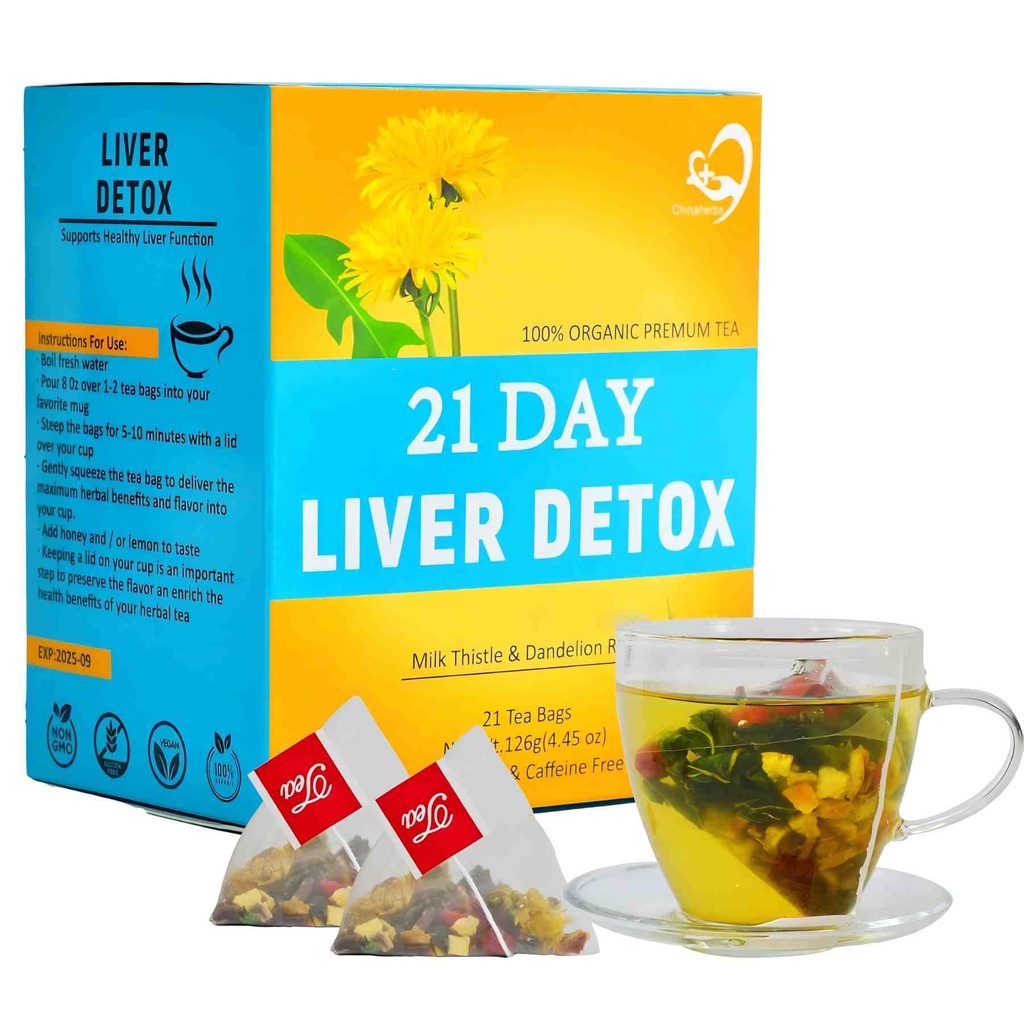 Aromlife 21日のミルクのこのtleの肝臓のDetoxの茶、肝臓のクレンジングおよびサポート ケアのための、ミルクのThistleのミルクのThistleのレバーのデトックス、ミルクのThistleの種およびLicoriceの根が付いているミルクのこの薬の茶