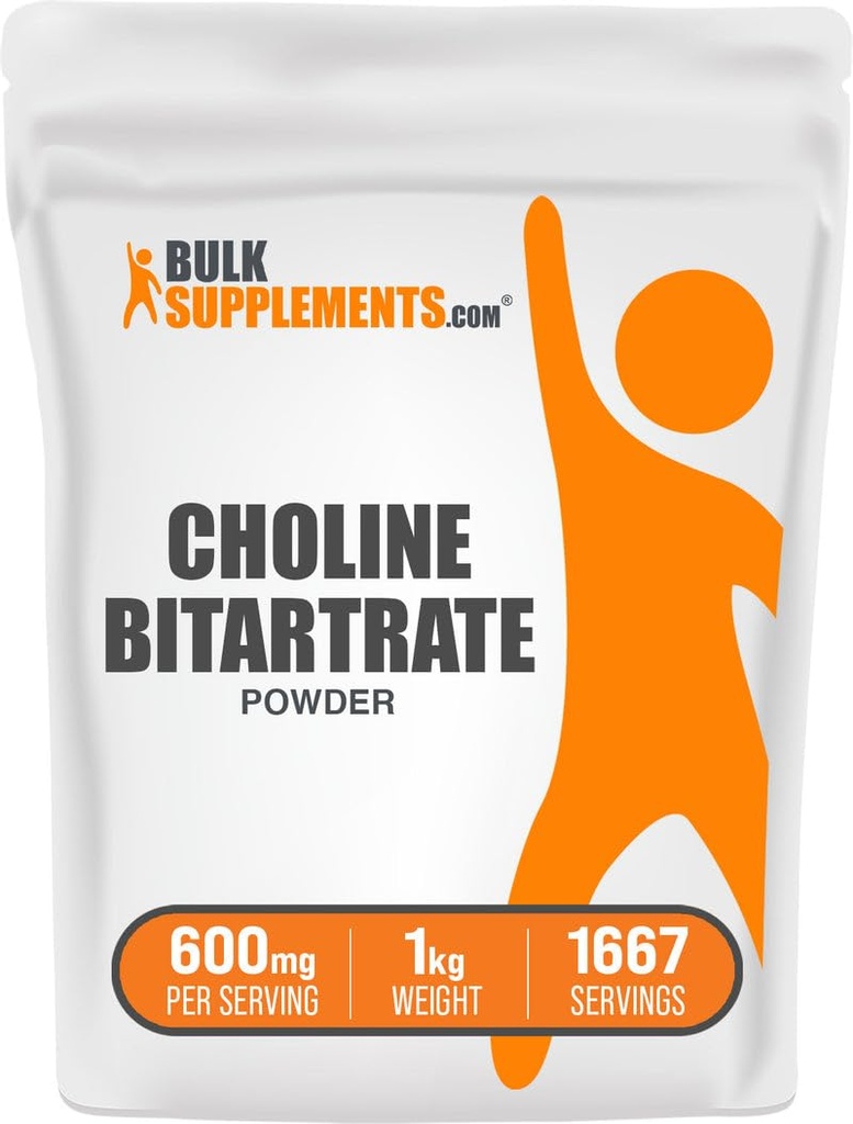 BulkSupplements.comコリンBitartrateパウダー - コリンサプリメント - アンフレーバー&グルテンフリー、サービングあたりの600mg、1kg(2.2ポンド)(パッケージ1)
