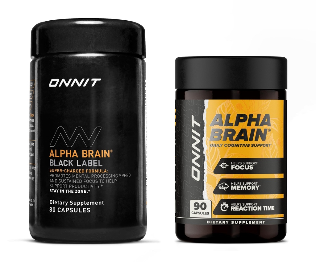 ONNITプレミアムアルファブレインバンドル - 向知性脳サプリメント(90 Ct) + 黒ラベルシチコリンメンタルスピード、注意&認知サポートサプリメント(80 Ct) - フォーカス、集中&メモリを促進