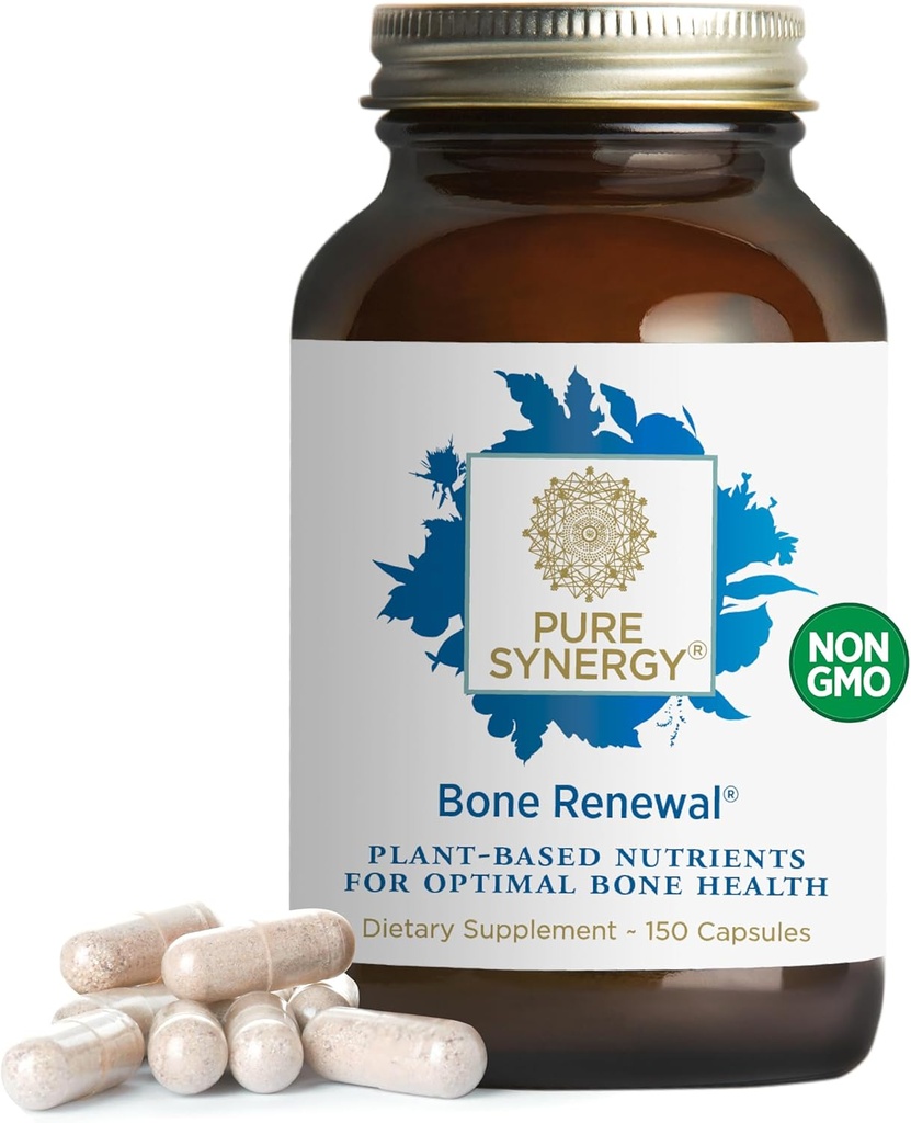 PURE SYNERGY Bone Renewal | コファクターズの生体用カルシウム | ナチュラル, ビタミンD3とビーガンサプリメント, K2, マグネシウム, & ボロン | 持続的な骨の強さのために (150 カプセル)