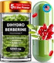 Dihydroberberine Supplement - Dehydro Berberine Organic - Super Berberine Supplement with Ceylon Cinnamon & R Alpha Lipoic Acid & Apigenin - Hydroberberine 120 caps (1 Pack)