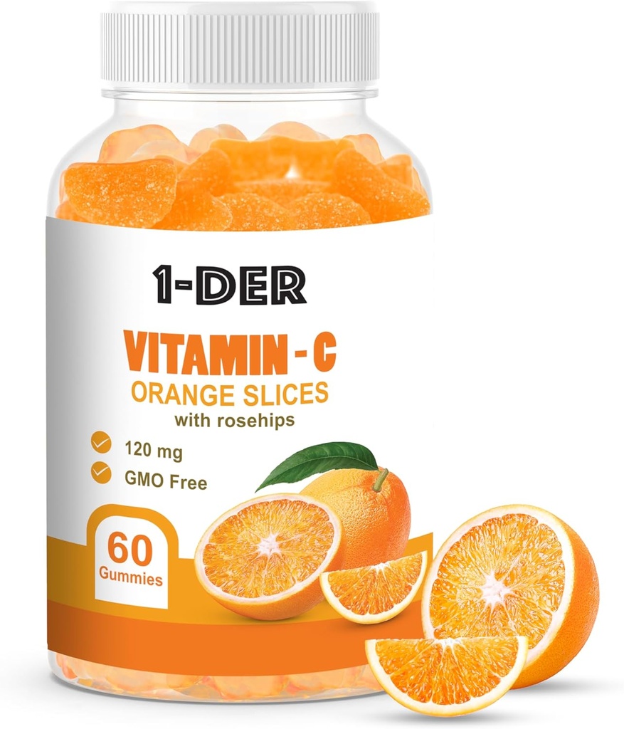 ビタミンCグミ120mg - 免疫サポートサプリメント | オレンジ風味のグミ | ブーストエネルギーと健康 | 非GMO、グルテンフリーの毎日の健康サプリメント | 60 カウント