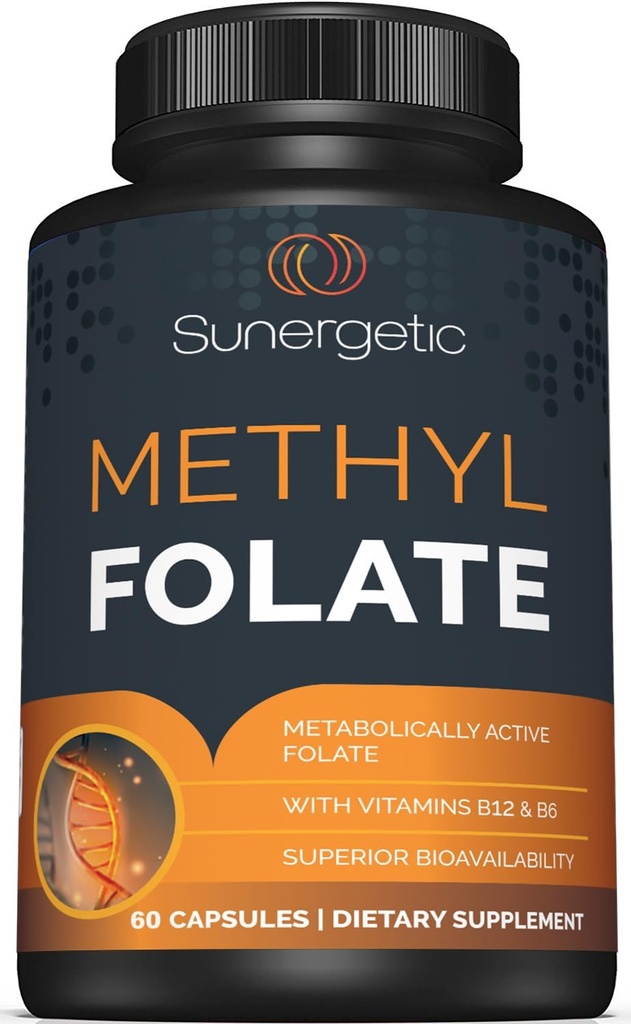 Sunergeticの優れたメチルの葉酸塩の補足–MethylatedビタミンB12およびビタミンB6と–MagnafolateとしてMetabolally活動的な葉酸塩-カプセルごとのMethylfolate 400 mcg - 60のカプセル