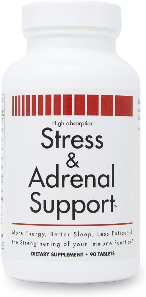 Stress and Adrenal Support - 90 Chewable Tablets - Citrusy Orange Flavor - Easily Digestible - by New Health Products