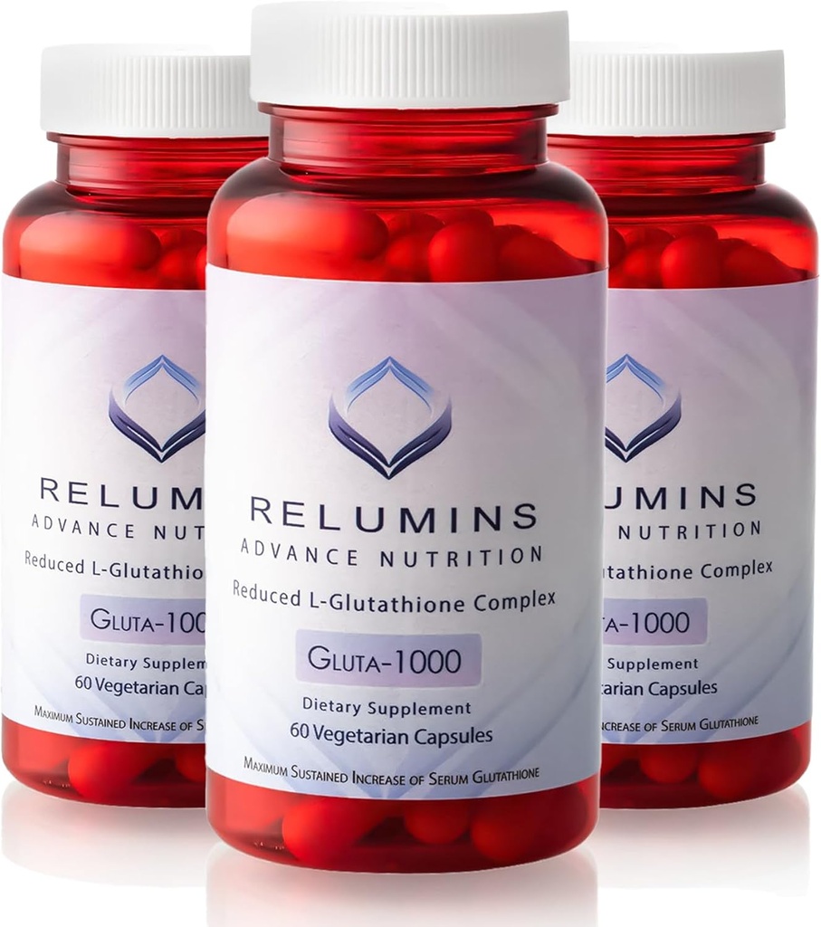 Relumins Advanceの栄養のGluta 1000 -減らされたL-Glutathione、アルファLipoicの酸及びローズのHIPS -皮及び全面的なウェルネスのための酸化防止サポート- 60のベジのカプセルx 3のびん(90日の供給)