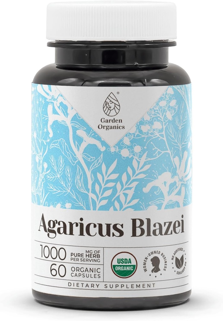 Agaricus Blazei USDA オーガニック 60 カプセル | 高機能ナチュラル サプリメント | 認定オーガニック ベジタリアン カプセルとオーガニック アガリクス ブラゼイ (アガリクス ブラゼイ ムレール) 乾燥マッシュルーム (60 カプセル)
