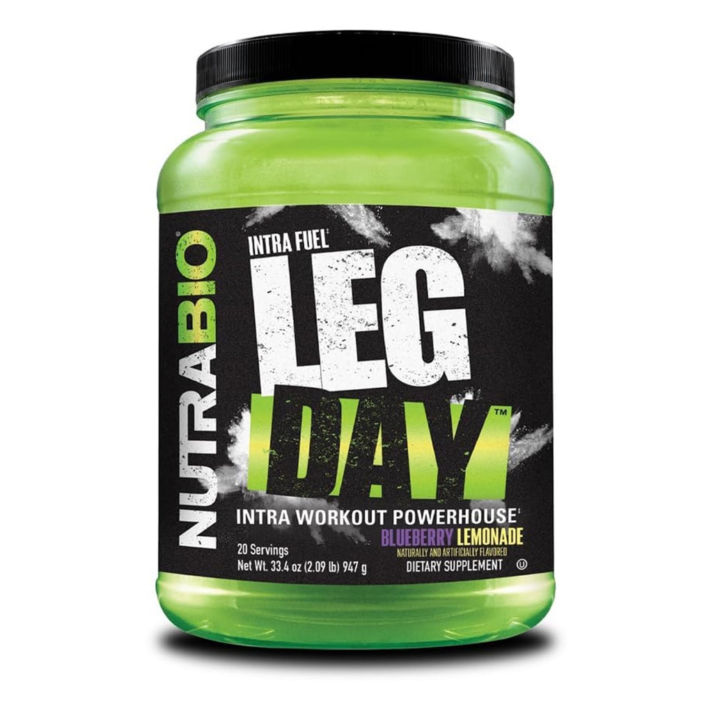 NutraBioレッグデイイントラワークアウトパウダー - クラスターデキストリン&電解液を備えた高度な炭水化物サプリメント - EAAs / BCAAsの炭水化物 - パフォーマンスのためのCyclicデキストリン - ブルーベリーレモネード、20のサービング