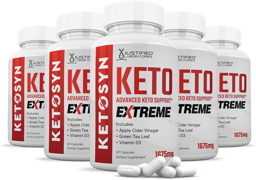 (5つのパック) Ketosyn Keto ACVの極端の丸薬1675のMG Ketoサポート ブレンドのカプセルはAppleのサイダーのVinegarの余分バージンのオリーブ オイルの粉の緑茶葉300のカプセルと形成されるケトACVのガミーに代わります