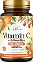 ビタミンCサプリメント1000mg - ローズヒップBioflavonoids - 砂糖無料ビタミンC咀嚼可能なピル、免疫サポート&抗酸化保護のための自然のVit C - 60ケブル錠