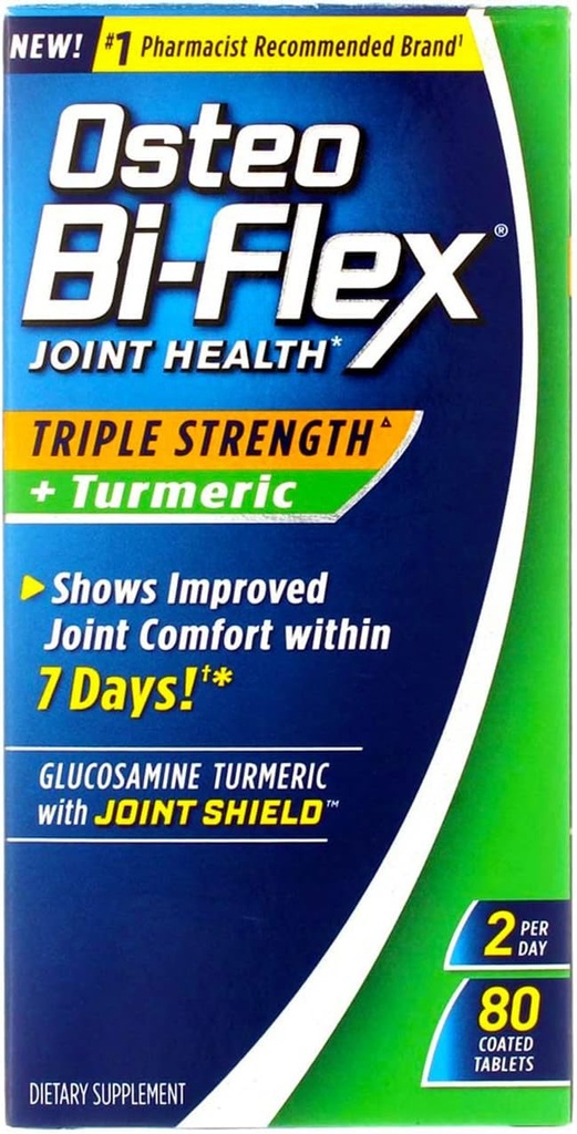 Osteo Bi-Flex Triple Strength + Turmeric, 80 Count (Pack of 2)