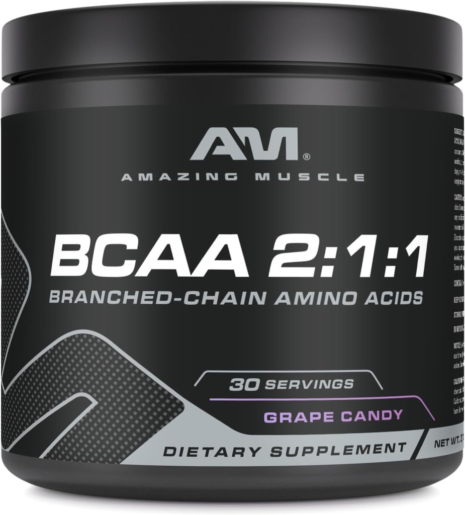 驚くべき筋肉BCAA 2:1 | 30のサービング | 自然な味 | 315のグラムの粉 | 分岐させたチェーン アミノ酸の補足 | 米国製(30のサービング、ブドウのキャンデー)