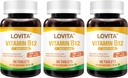 Lovita ビタミン B12 1000 mcg (B12 ビタミン Cyanocobalamin), タイム リリース B12, 完全菜食主義者の, 神経系をサポート, 60 菜食主義者のタブレット (2 ヶ月の供給) (パック 3)