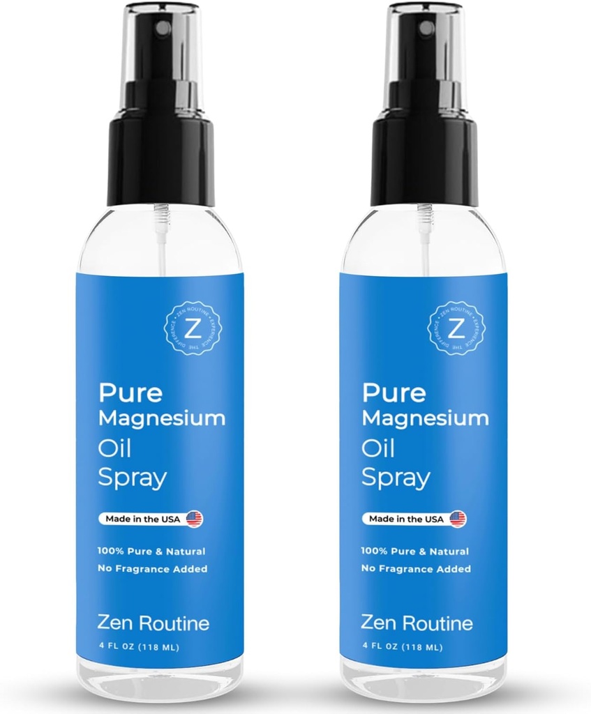 Pure Magnesium Oil Spray – 4oz (2 Pack) Organic USP Grade, Topical Magnesium Spray for Feet, Leg Cramps, Weight Management, Aceite de Magnesio, Natural Salt & Ancient Minerals – Made in The USA