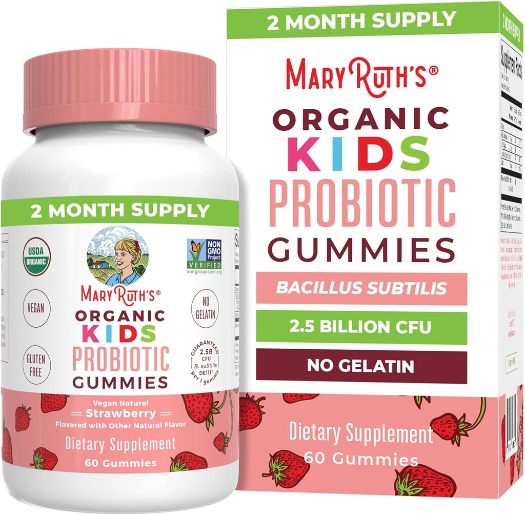 MaryRuth Organicsは、消化の健康のためのプロバイオティクスを子供に | USDA Probiotic Gummies | 2ヶ月の供給 | 子供プロバイオティクス | 免疫サポート | 腸の健康増進 | 完全菜食主義者 | 完全菜食主義者 | グルテンフリー | 60 カウント