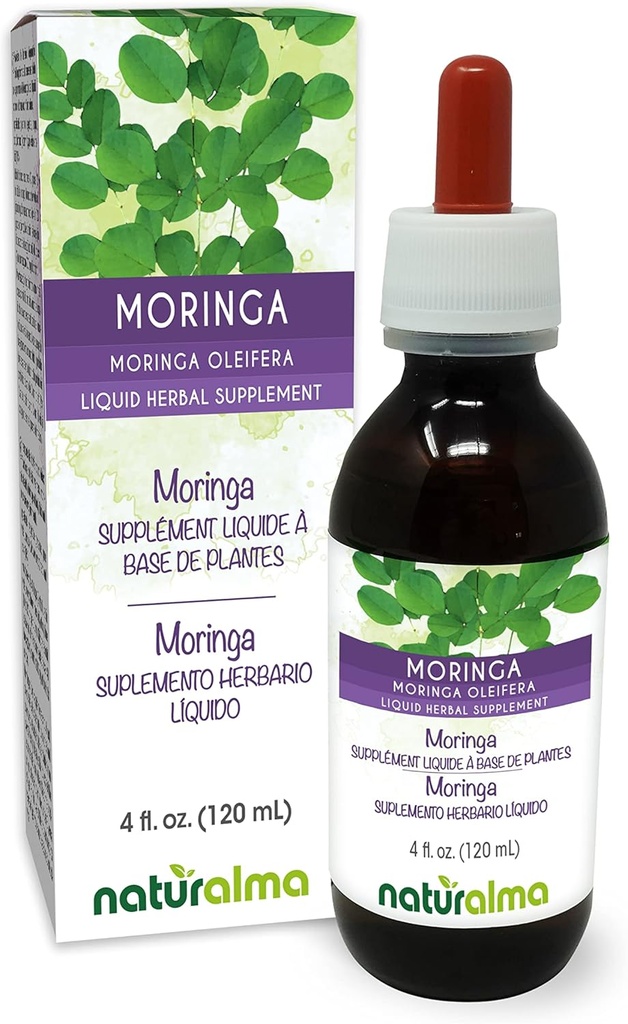 ナチュラルマモリンガ(Moringa oleiferaまたはMoringa Aptera)リーフアルコールフリーのチンチャ - 4 fl oz 液体エキス ドロップ - ハーブサプリメント - ビーガン