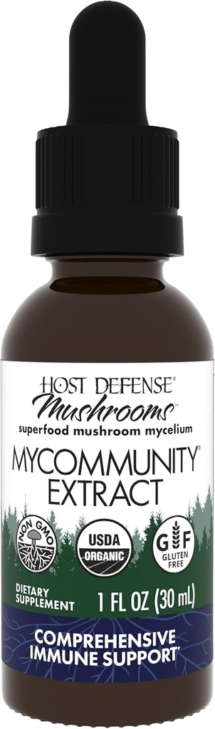 Host Defense MyCommunity Extract - 17 Speciesブレンドキノコサプリメント免疫サポート - Lion's Mane、Reishi、Chaga、Cordyceps、トルコテール&その他 - 1 fl oz(30サービング) *