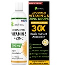 大人及び子供のためのZenrenu LiposomalのビタミンCおよび亜鉛液体飲み物-非GMOのヒマワリルシチン-最高の酸化防止及び免疫サポート、5つのoz/150のml
