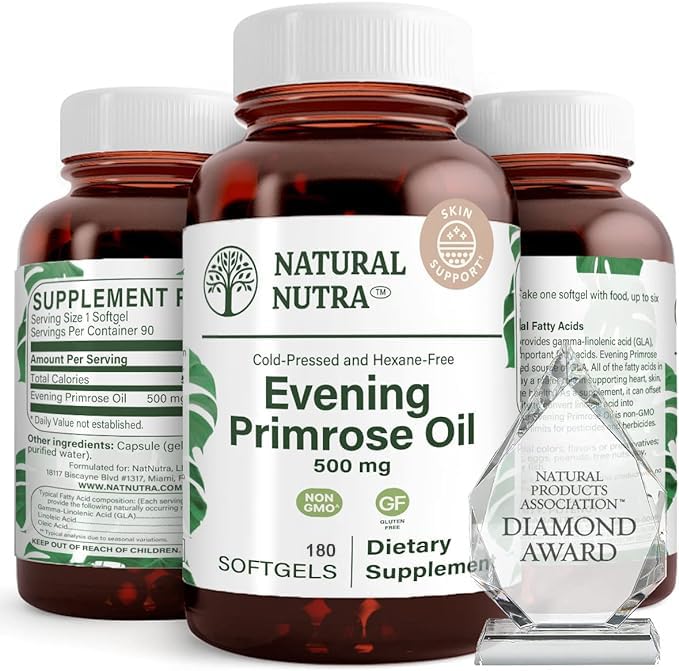 脂肪酸からの自然なNutraの夕方のPrimroseオイルの補足、助けはボディ痛み、神経の健康を克服し、心の健康及び皮の明白を、助けます減らします消化不良、500のmg、180のSoftgelを過します