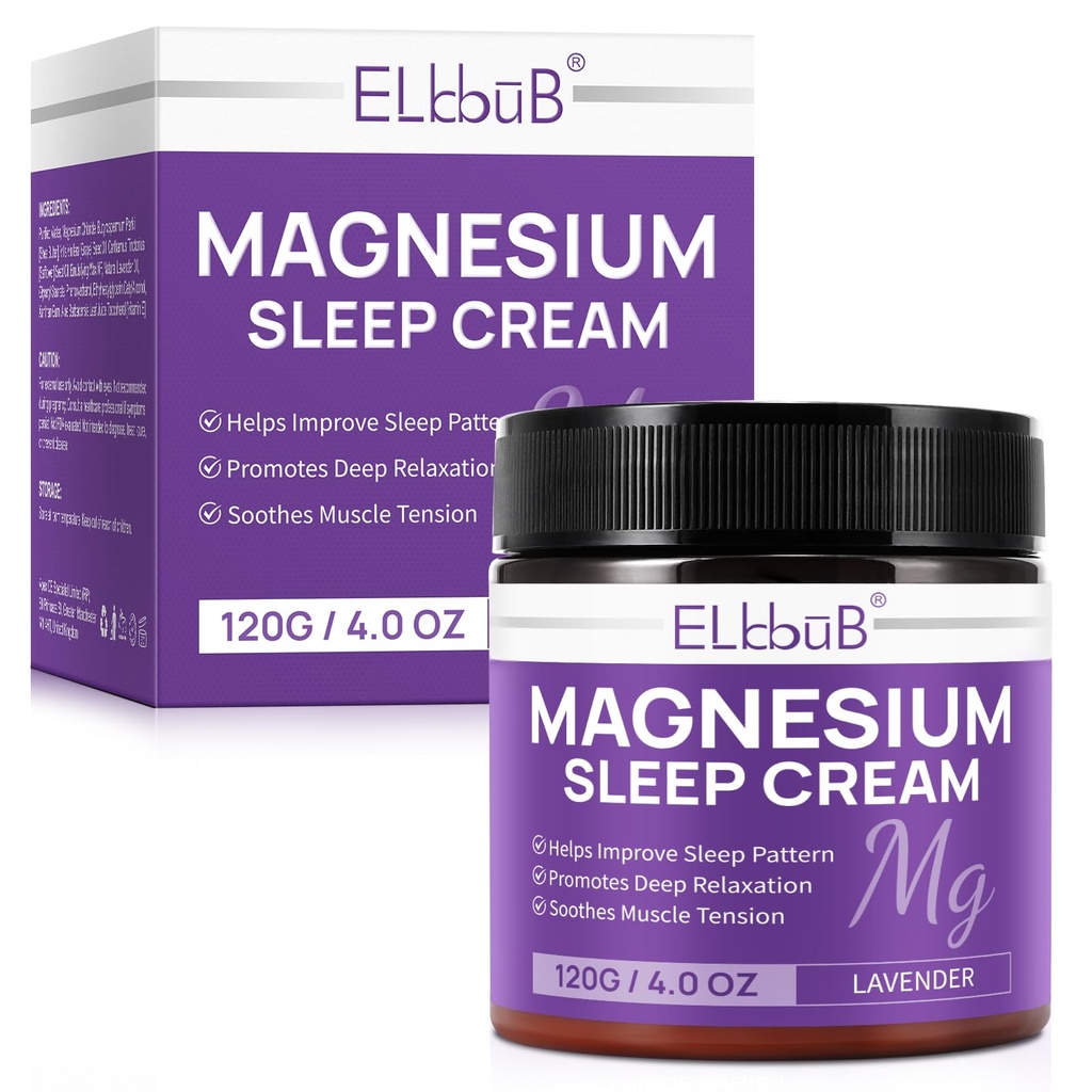 睡眠のためのマグネシウムクリーム - アーモンドオイル、ラベンダー、およびビタミンEと深くリラックス - 皮膚栄養とクイック吸収のための天然マグネシウムローション - ラベンダー