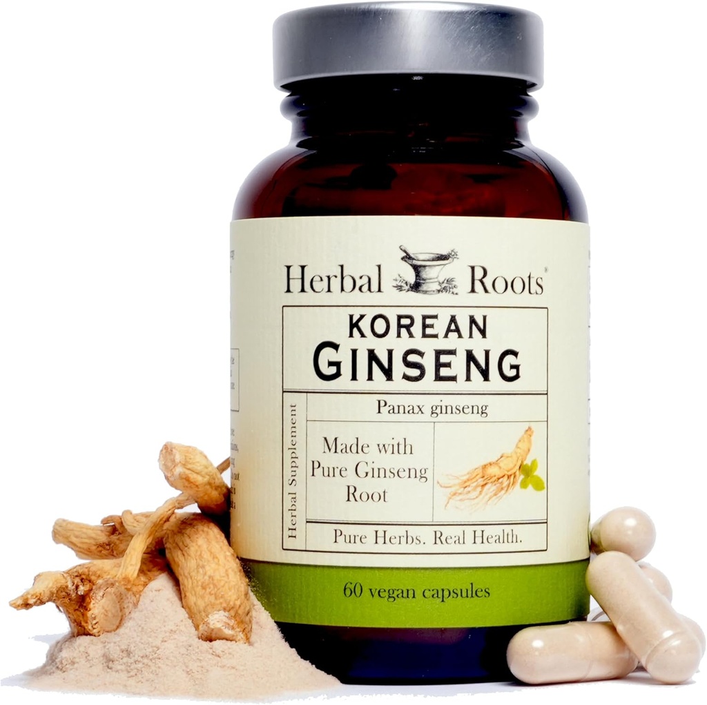 草の根のPanax Ginseng | 有機韓国のGinsengの根の粉 | 1000mg | エネルギー及び性能のための高いGinsenosides | 60のビーガン カプセル