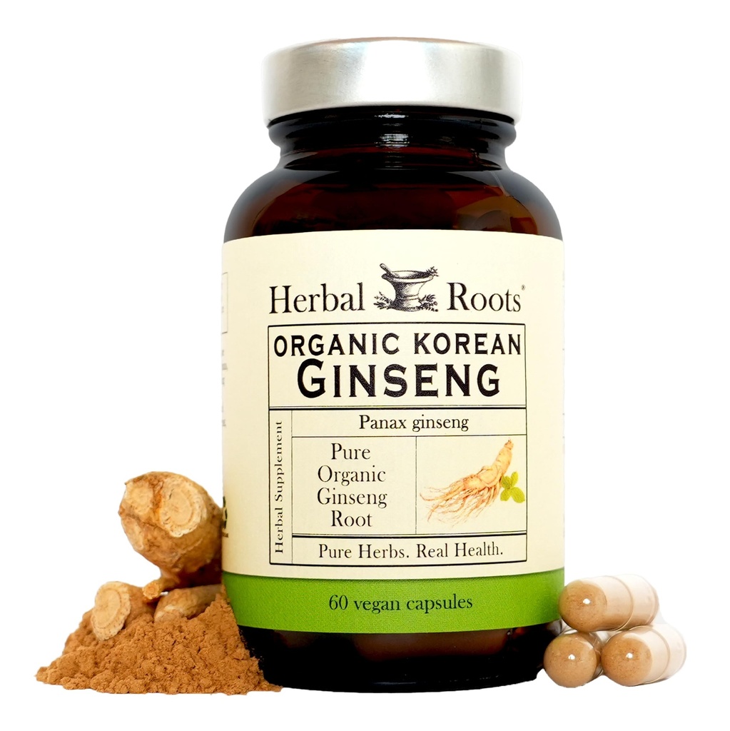 草の根のPanax Ginseng | 有機韓国のGinsengの根の粉 | 1000mg | エネルギー及び性能のための高いGinsenosides | 60のビーガン カプセル
