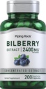 ピッピングロック ビルベリー エキス カプセル 2400mg | 200丸薬 | ハーブエキス サプリメント | ベジタリアン・非GMO・グルテンフリー