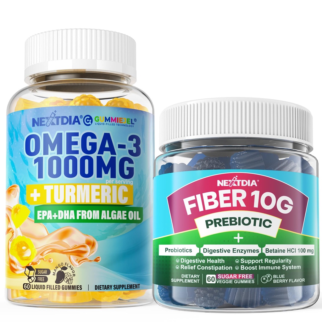 ビーガンオメガ-3 1000mg + ターメリック, 繊維のガミー