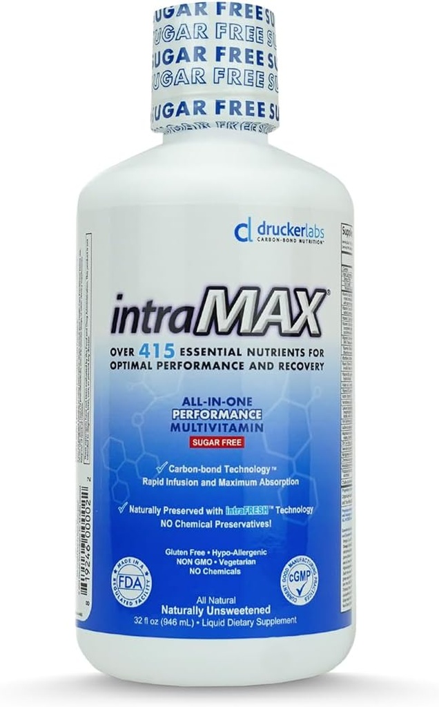 Drucker Labs Organic Sugar-Free All-in-One Performance Liquid Multivitamin for Men & Women | Non-GMO, Gluten & Dairy Free | with Magnesium, Zinc, Vitamins D, C & E | 32 oz