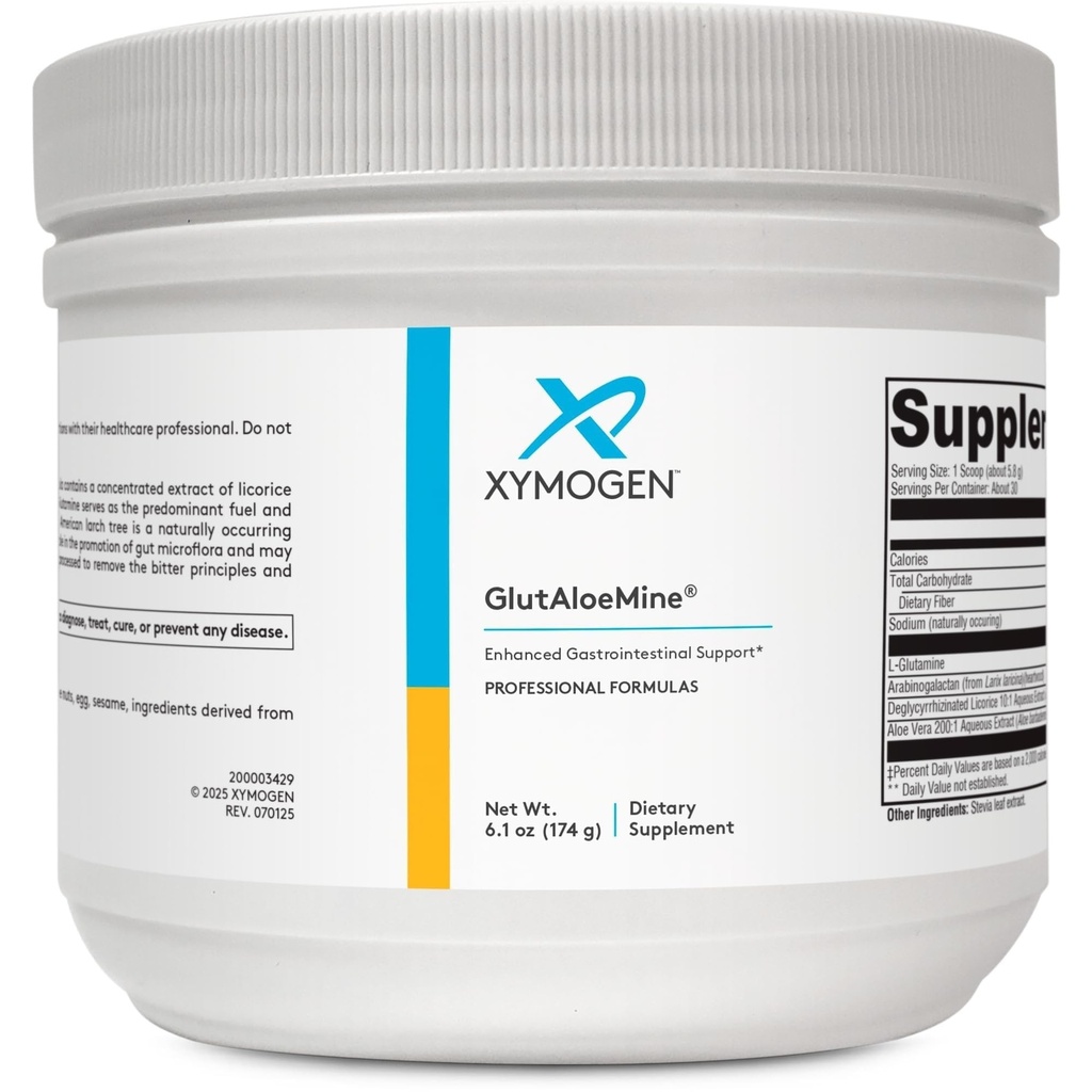 XYMOGEN の GlutAloeMine の粉-サポート Gut の健康- DGL の Deglycyrrhizinated の Licorice、アロエVera のエキス、GI の健康(6.1 oz)のための arabinogalactan の 3000 の mg L グルタミン粉