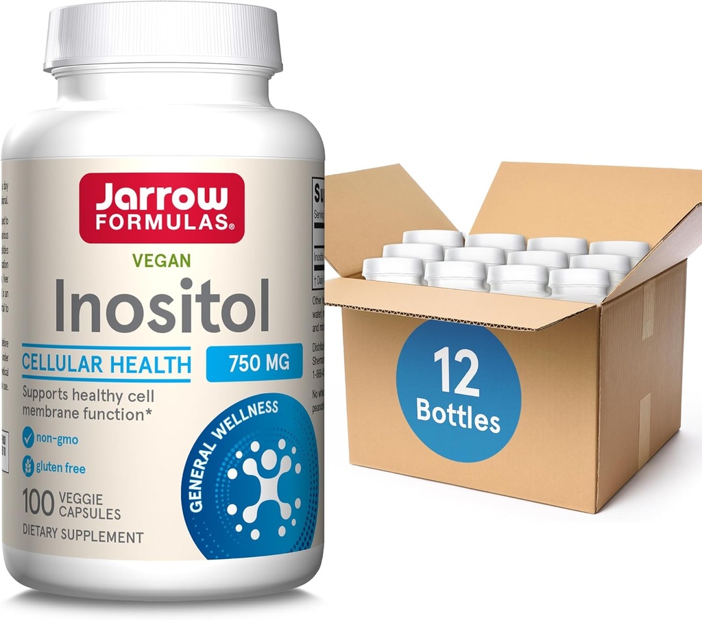 Jarrowフォーミュライノシトール750mg、栄養補助食品、細胞の健康と一般的なウェルネスのための肝臓サポート、100ベジギーカプセル、最大100日の供給(パック12)