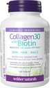 Webber NaturalsはBiotin、2,500 mgのBioactive Collagenのペプチッドと、サービングごとのBiotinの5,000のmcg、120のタブレット、皮、毛および釘の高度の栄養のための、酪農場及びグルテンフリーの