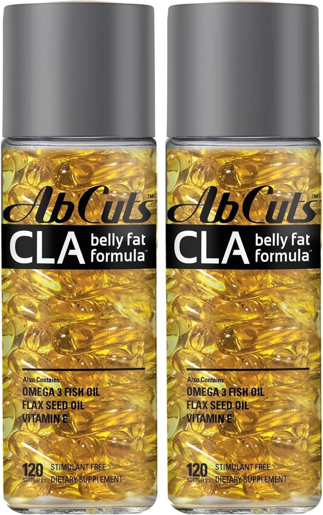 CLAの腹の脂肪の方式- 120の簡単な飲みやすいSoftgels - Omega 3の魚油、亜麻仁油およびビタミンE-助けは酸化防止の供給および健康なボディ構成を高めます(2のパック)