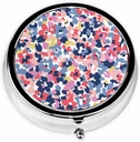 IBILIUの薬の丸薬のPill箱の水彩色の花の多彩な散布花のポケット金属の薬のビタミンのオルガナイザー3のコンパートメントのための携帯用Pill箱