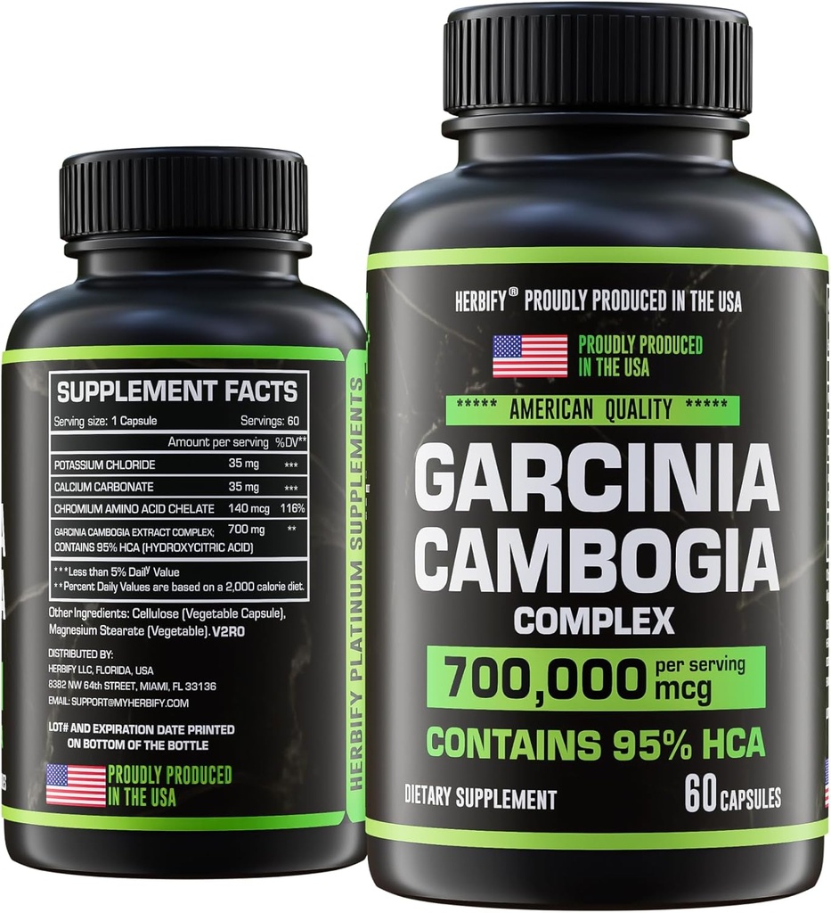 女性&男性のためのHERBIFY Garcinia Cambogiaウェルネスサポートサプリメント - 抗酸化特性を備えたハーブエキス - 毎日の死亡と消化のサポートのためのエネルギーブースター - 60カウント
