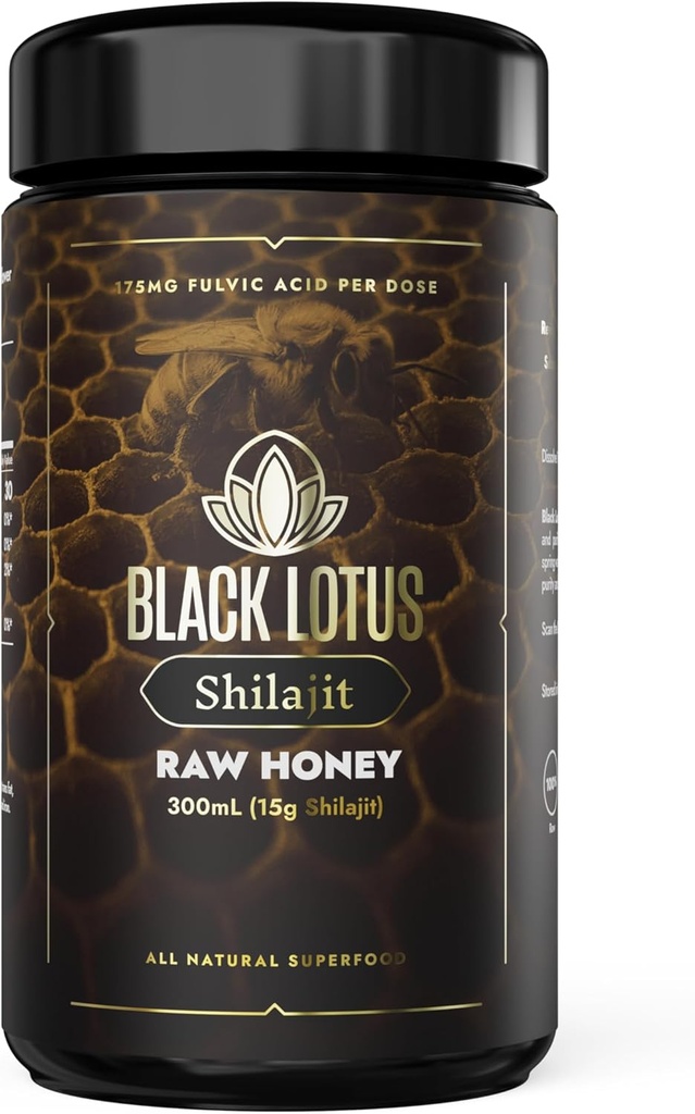 黒いロータス純粋なシラジットの樹脂の未加工蜂蜜の液体のチンキ、人及び女性のための300ml、100%の純粋な自然なシラジット、アミノ酸、175mgのフルヴィク酸、免疫サポート、焦点、エネルギーのための85のイオン トレースの鉱物