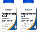 Nutricostパントテン酸(ビタミンB5)500mg、240カプセル(2本)
