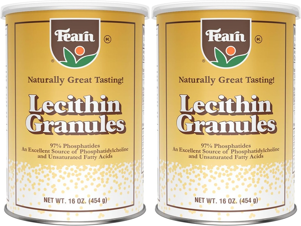 Fearn Natural Foods Soy Lecithin Granules – Fat Emulsifier with Essential Nutrients for Health, Improves Texture of Cakes, Breads & DIY Gummies, 16 Oz (Pack of 2)