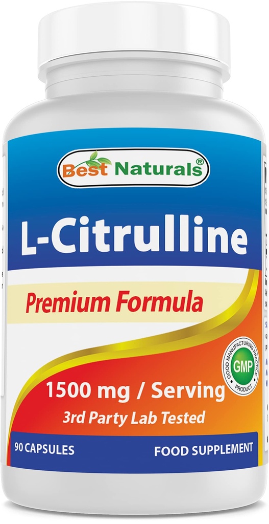 ベストナチュラルL-シトルリンカプセル - 1500mg /サービング - 非GMO -グルテンフリー - 90カプセル(90カウント)