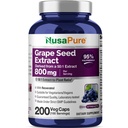 NusaPure Grape Seed Capsules, 800 mg, 200 Capsules (Non-GMO, Vegan)